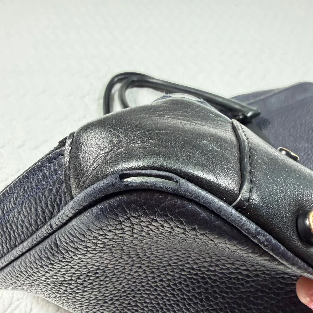 Coach Metropolitan Slim Briefcase - Navy Pebbled Leather Work Office Travel